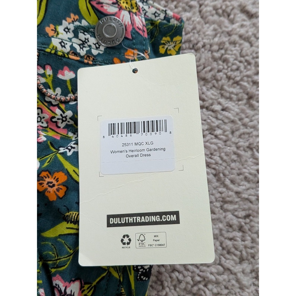 Duluth Women Heirloom Gardening Overall Dress Size XL Midnight Green Monarch NWT - Picture 3 of 8